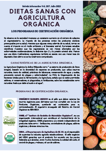 Boletin Julio #207 – 2022. DIETAS SANAS CON AGRICULTURA ORGÁNICA