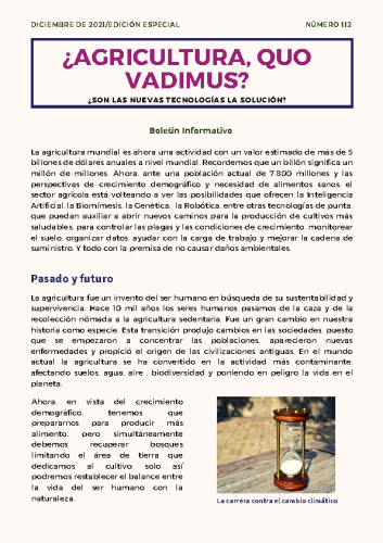 Boletín Diciembre #112 Agricultura, Quo Vadimus