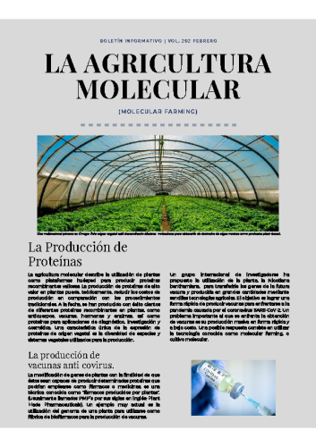 Boletín Febrero #202 – 2022. LA AGRICULTURA MOLECULAR