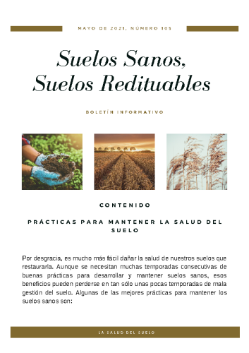 Boletín Mayo #105 Suelos Sanos, Suelos Redituables